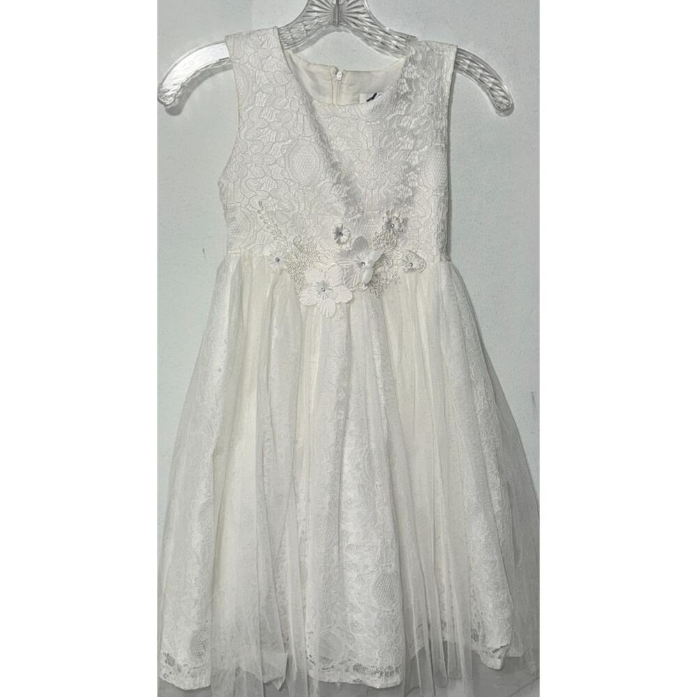 Diva Behavior Girls 7 Dress Floral Tulle Lace Wedding Christening Flower Girl